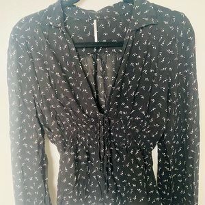 Free People Black and White Blouse | Size Small